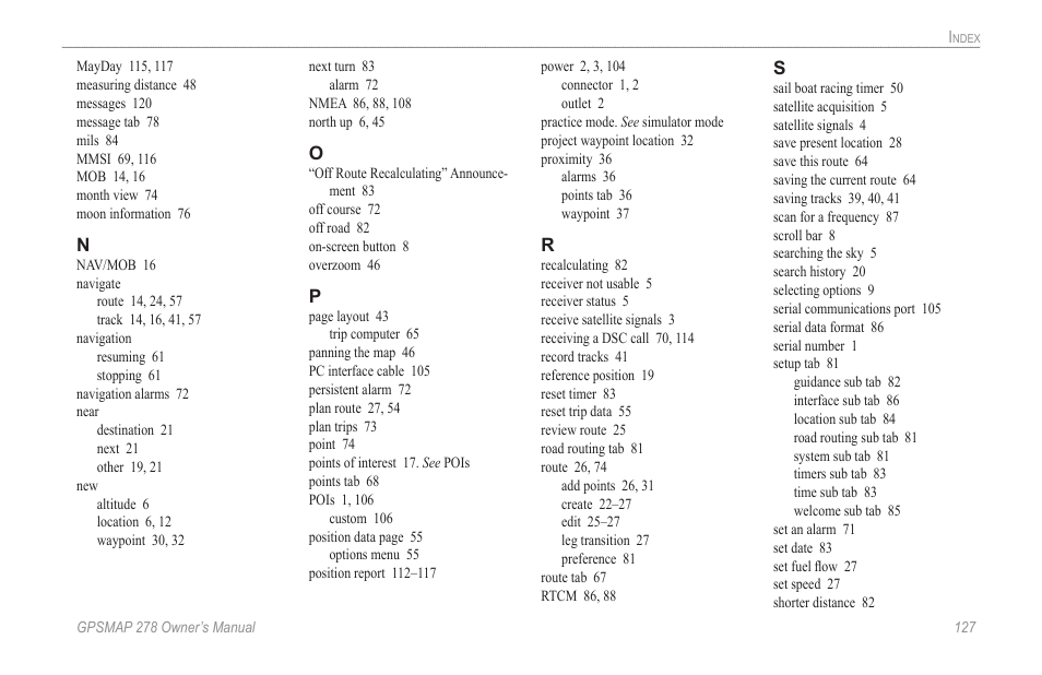 Garmin GPSMAP 278 User Manual | Page 135 / 138