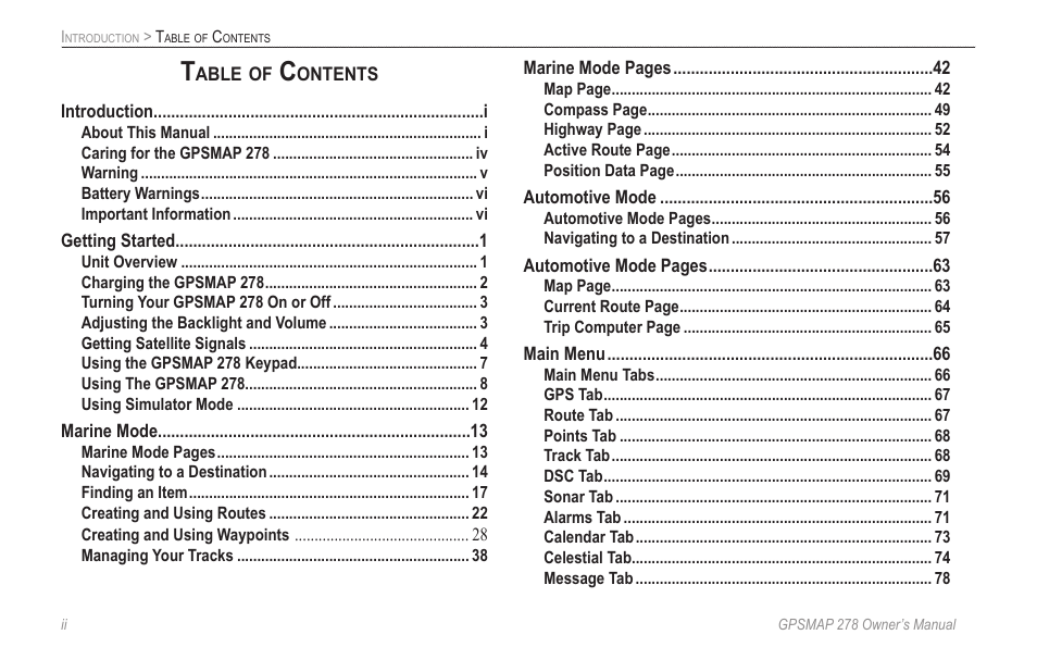 Garmin GPSMAP 278 User Manual | Page 4 / 138