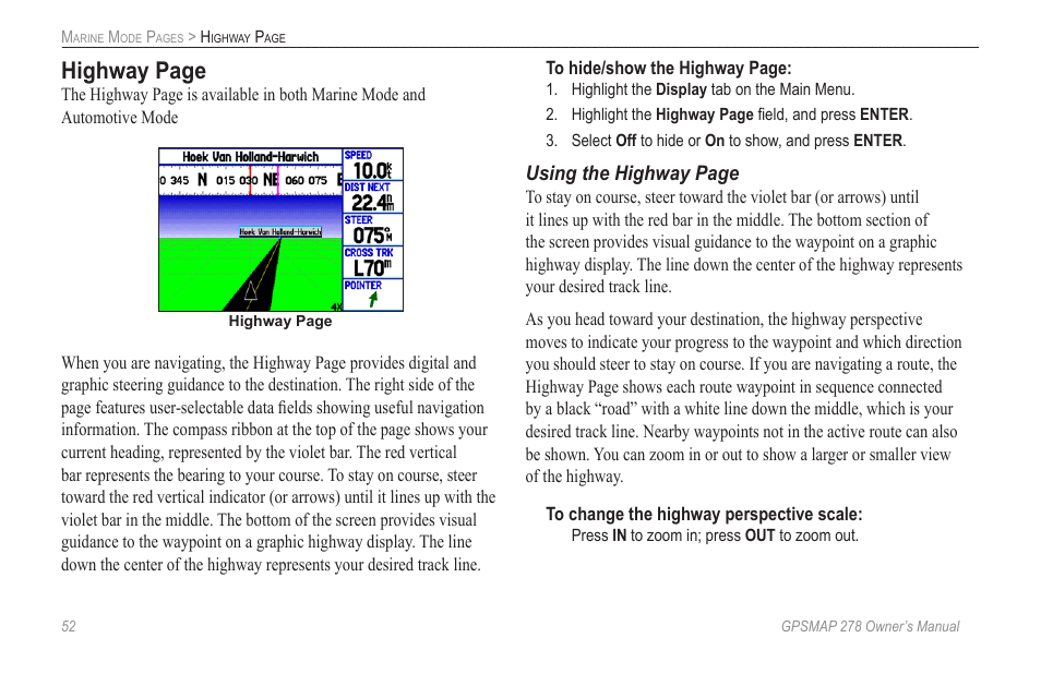 Highway page | Garmin GPSMAP 278 User Manual | Page 60 / 138