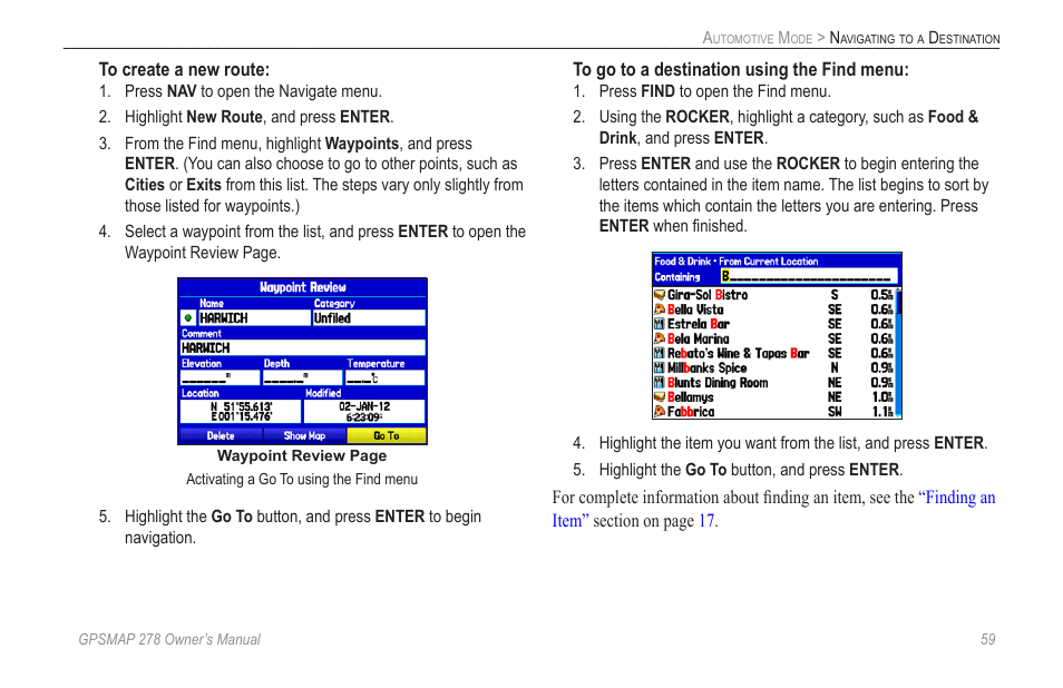 Garmin GPSMAP 278 User Manual | Page 67 / 138