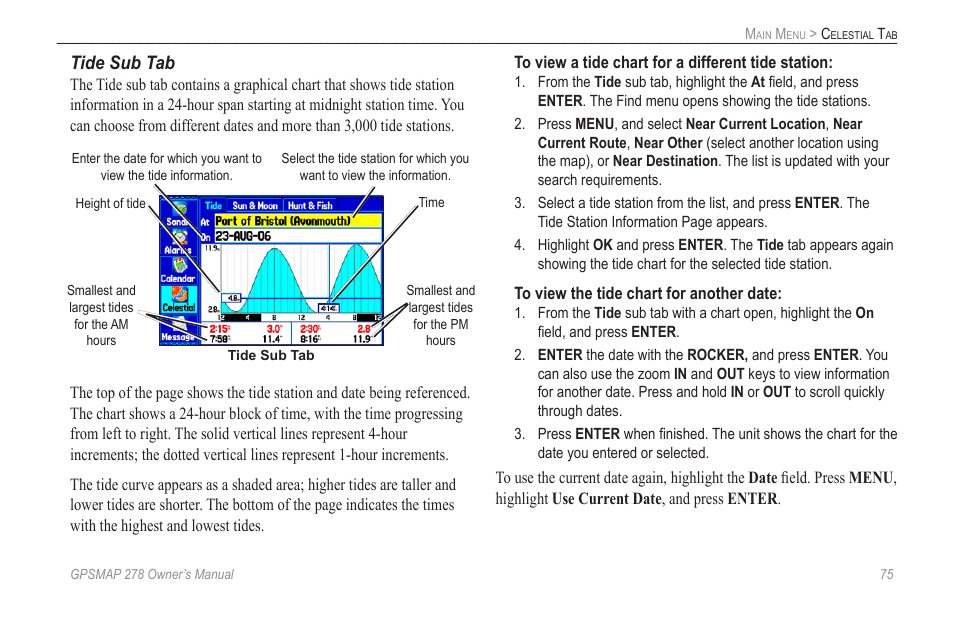 Tide sub tab | Garmin GPSMAP 278 User Manual | Page 83 / 138