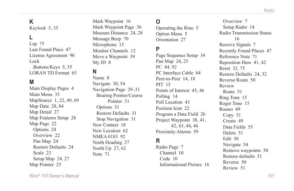 Garmin 110 User Manual | Page 107 / 110