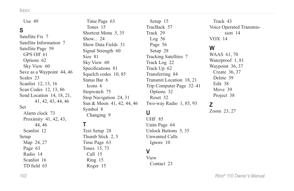 Garmin 110 User Manual | Page 108 / 110