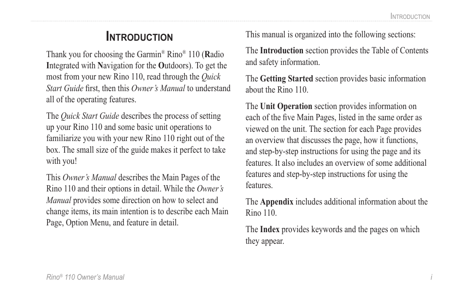 Introduction | Garmin 110 User Manual | Page 3 / 110