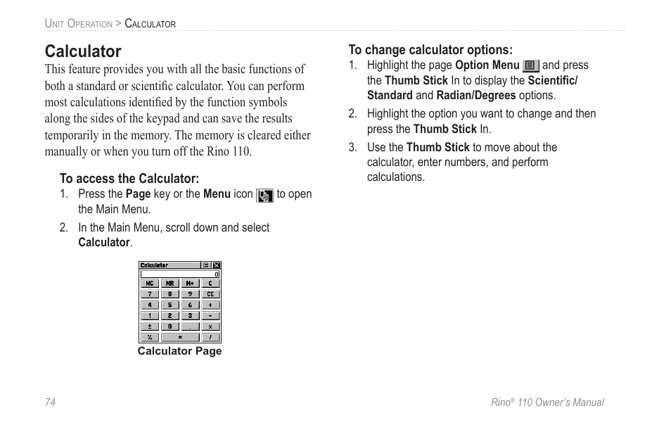 Calculator | Garmin 110 User Manual | Page 80 / 110