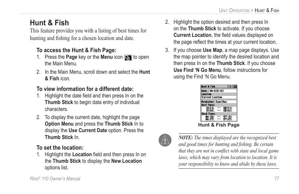 Hunt & fish | Garmin 110 User Manual | Page 83 / 110