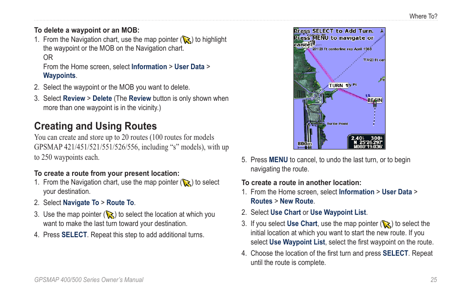 Creating and using routes | Garmin zumo 450 User Manual | Page 31 / 72