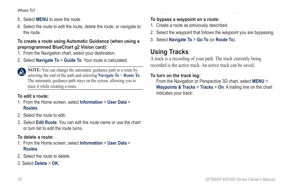 Using tracks | Garmin zumo 450 User Manual | Page 32 / 72