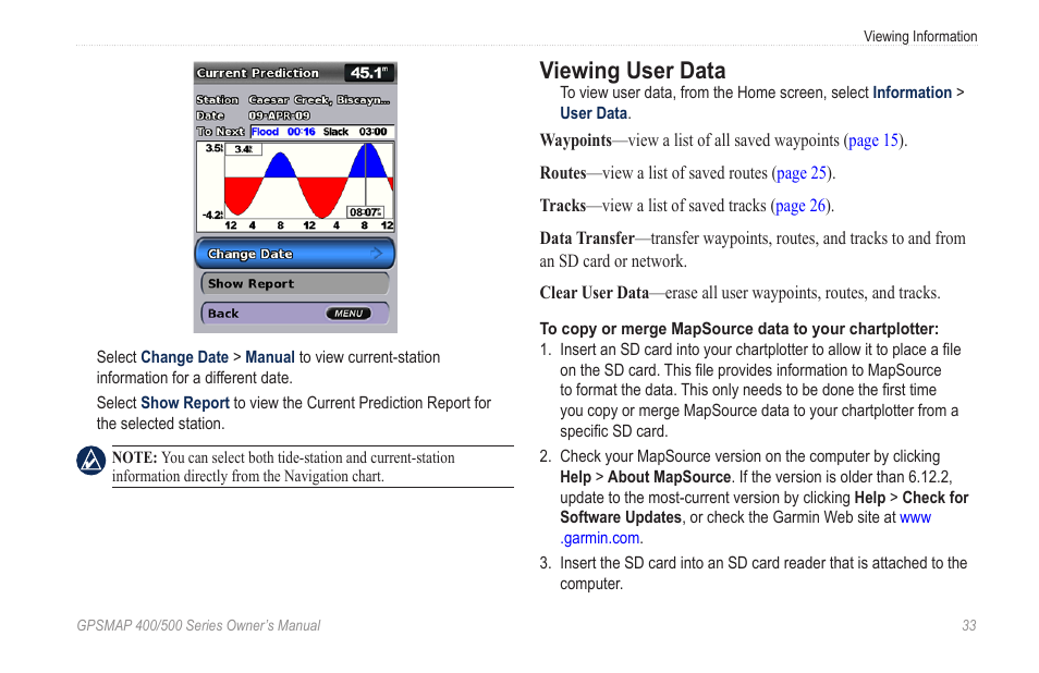 Viewing user data | Garmin zumo 450 User Manual | Page 39 / 72