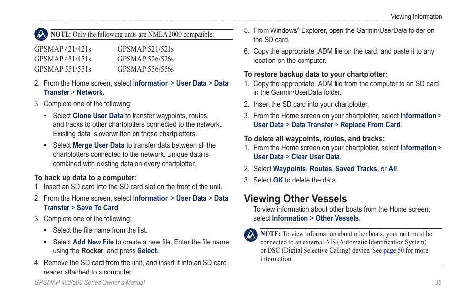 Viewing other vessels | Garmin zumo 450 User Manual | Page 41 / 72