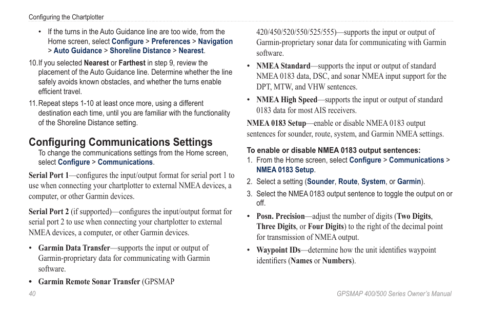 Configuring communications settings | Garmin zumo 450 User Manual | Page 46 / 72