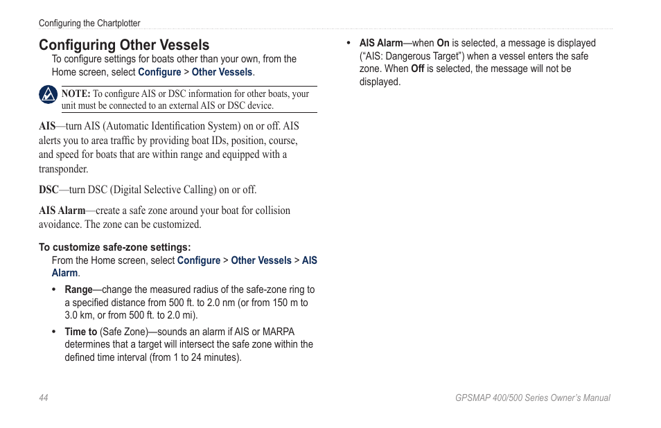 Configuring other vessels | Garmin zumo 450 User Manual | Page 50 / 72