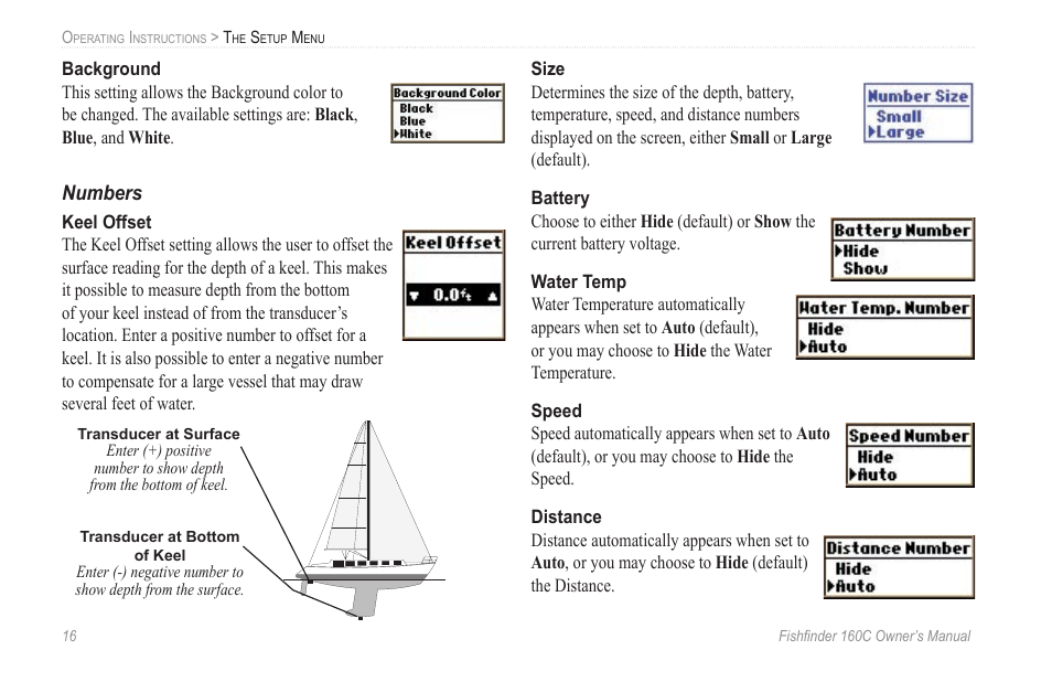 Numbers | Garmin 160C User Manual | Page 20 / 32