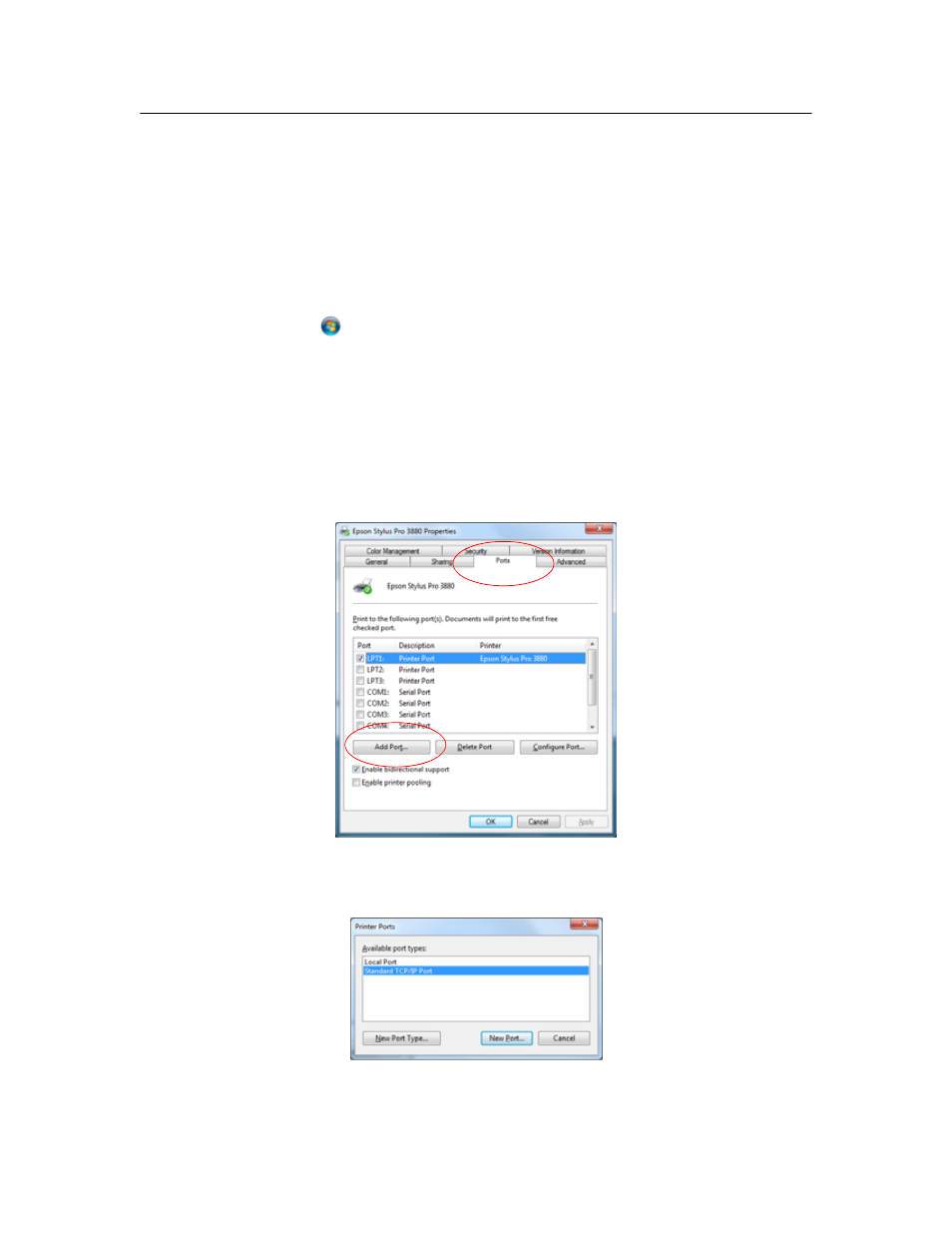 Adding the network port, Windows | Garmin STYLUS 3880 User Manual | Page 23 / 38