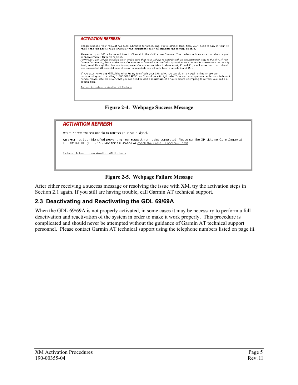 Deactivating and reactivating the gdl 69/69a | Garmin XM GDL 69 User Manual | Page 11 / 38