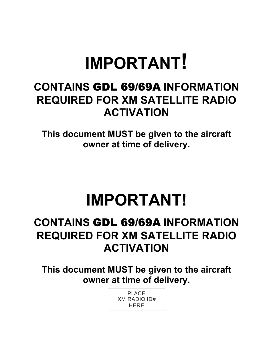 Important | Garmin XM GDL 69 User Manual | Page 38 / 38