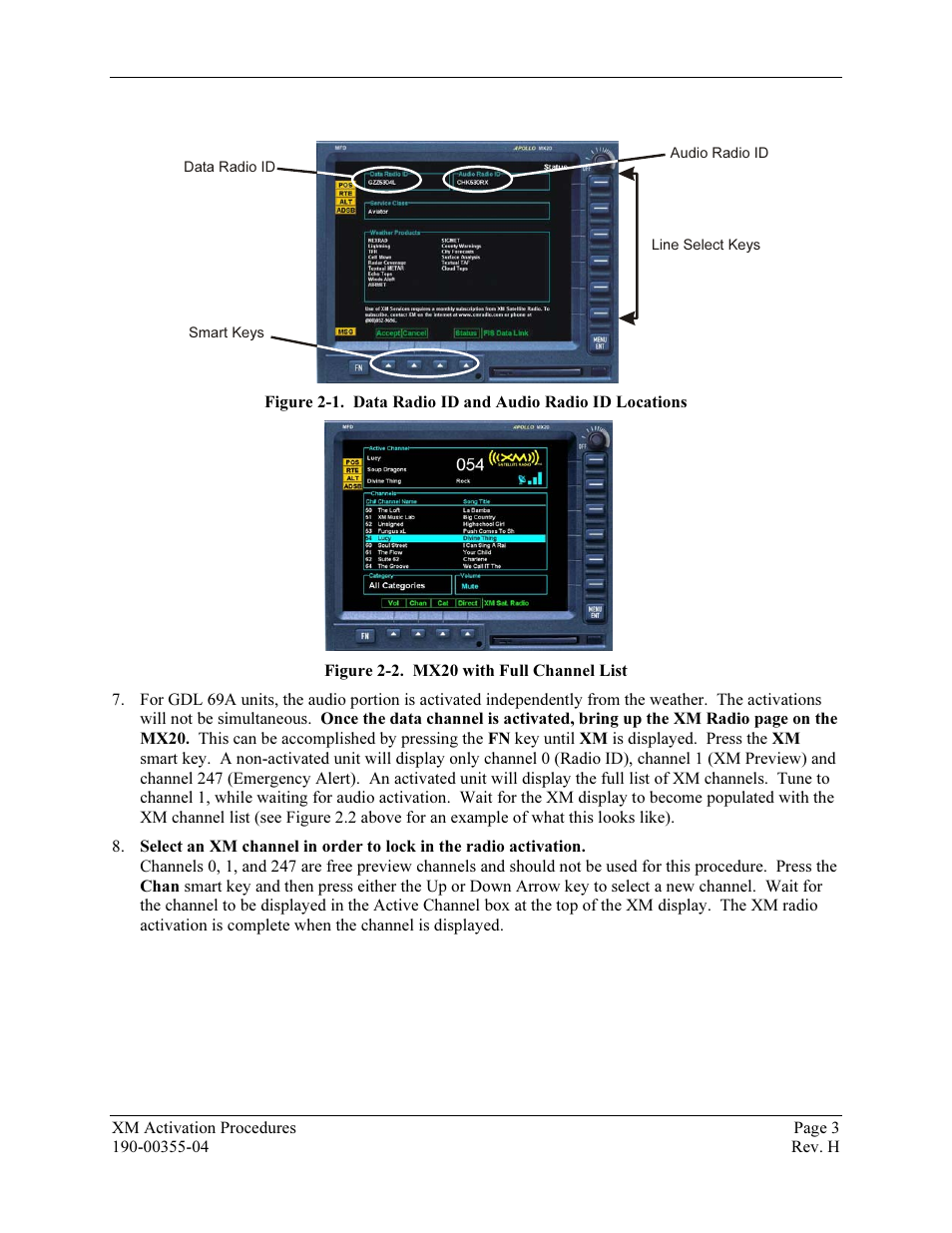 Figure 2-2. mx20 with full channel list | Garmin XM GDL 69 User Manual | Page 9 / 38