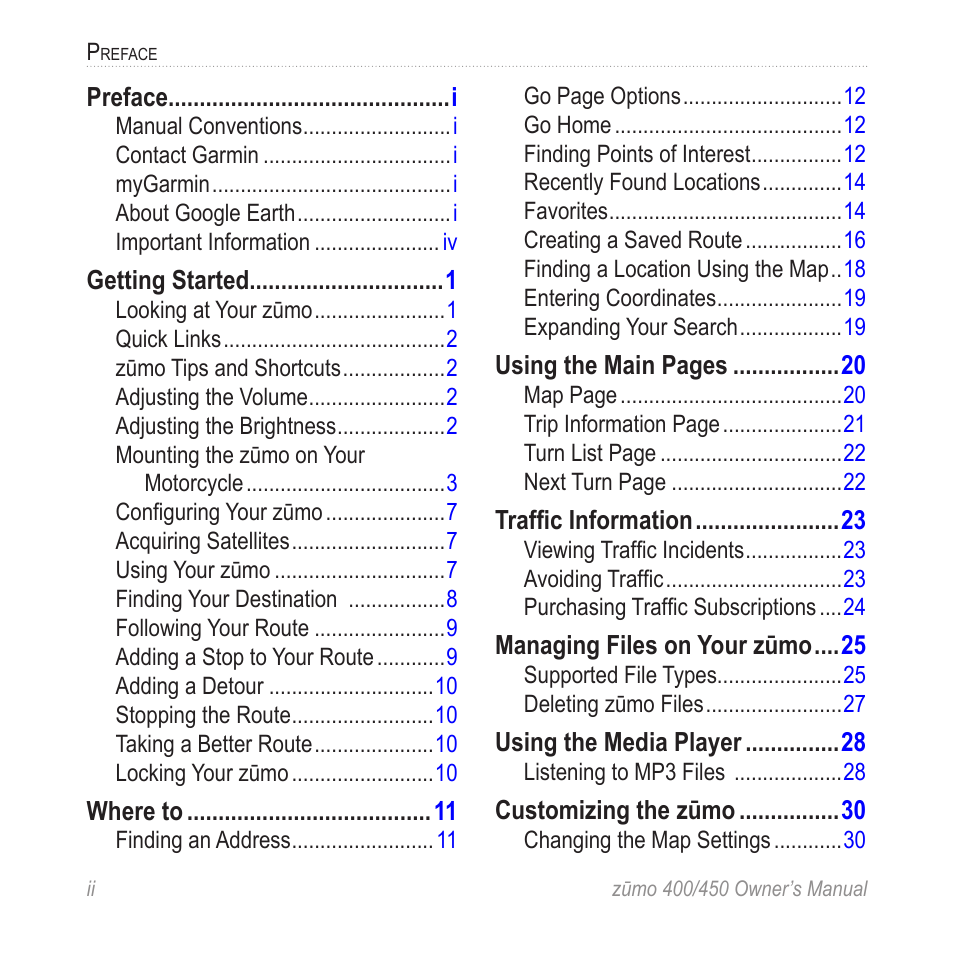Garmin ZUMO 400 EN User Manual | Page 4 / 60