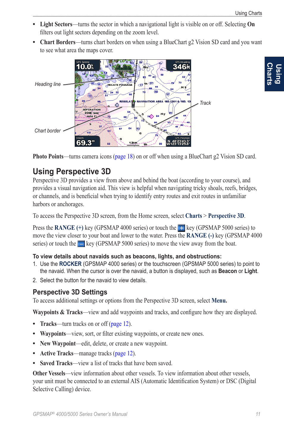 Using perspective 3d | Garmin 5008 User Manual | Page 15 / 68