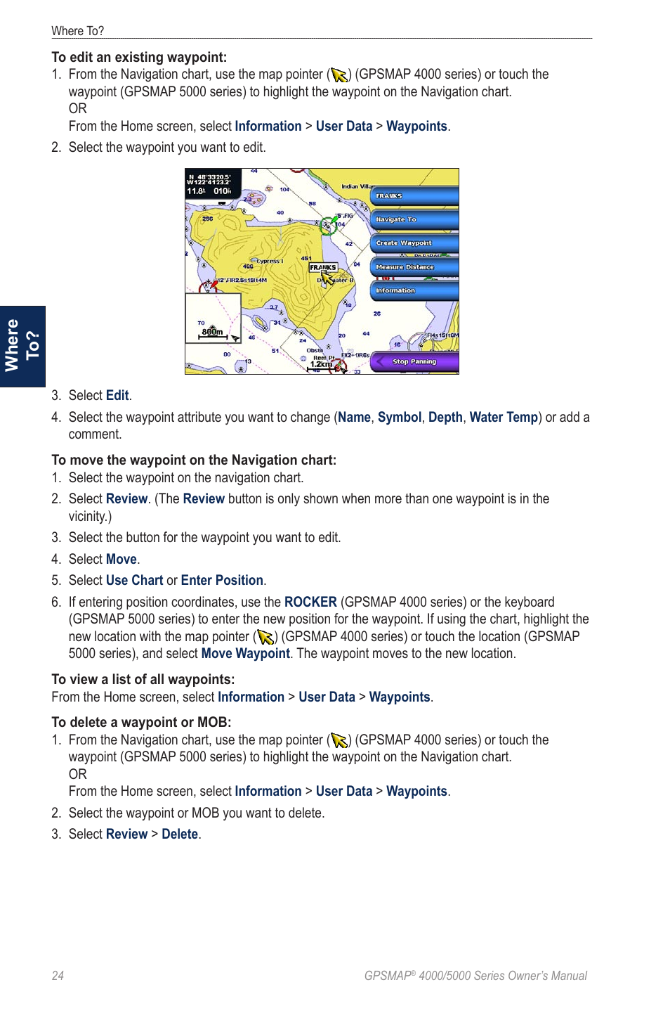 Where t o | Garmin 5008 User Manual | Page 28 / 68