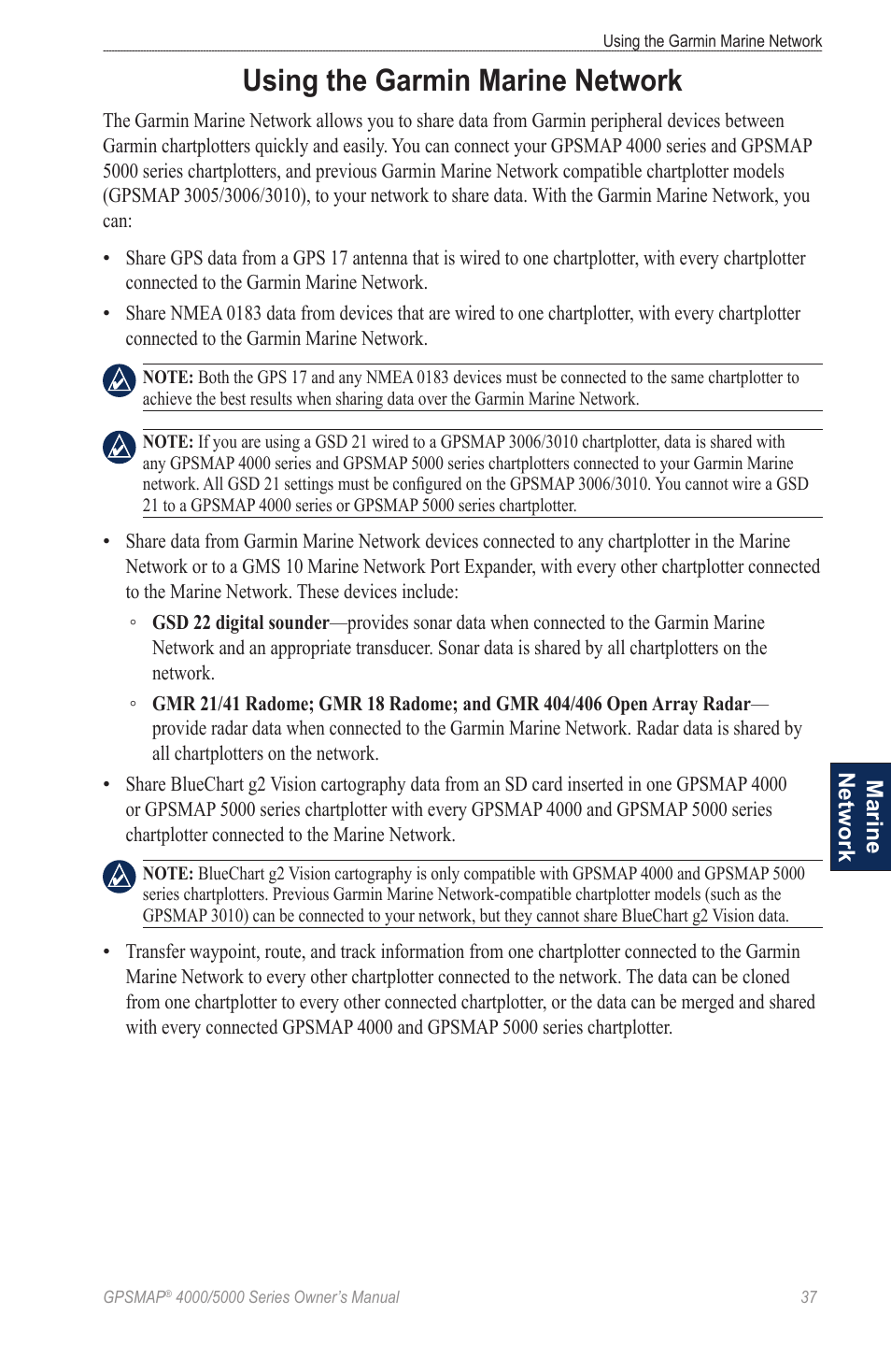Using the garmin marine network | Garmin 5008 User Manual | Page 41 / 68
