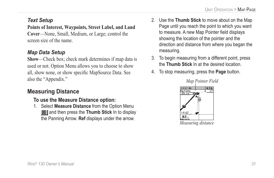 Measuring distance | Garmin rino130 User Manual | Page 37 / 132