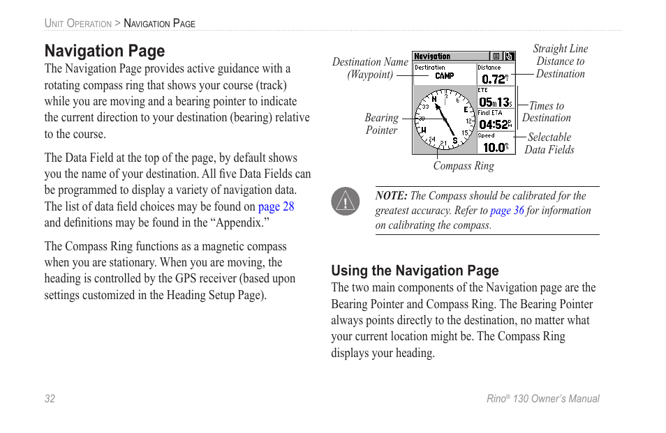 Navigation page | Garmin rino130 User Manual | Page 38 / 132