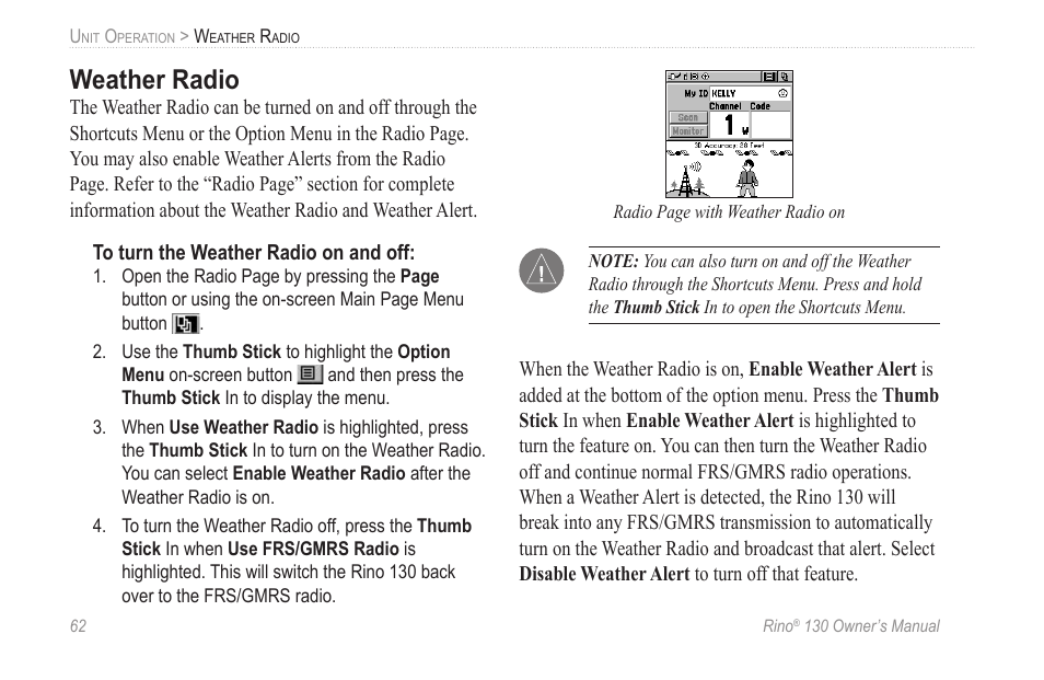 Weather radio | Garmin rino130 User Manual | Page 68 / 132