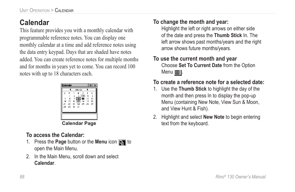 Calendar | Garmin rino130 User Manual | Page 94 / 132