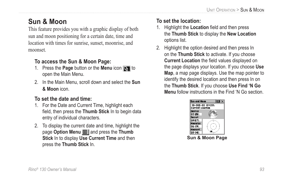 Sun & moon | Garmin rino130 User Manual | Page 99 / 132