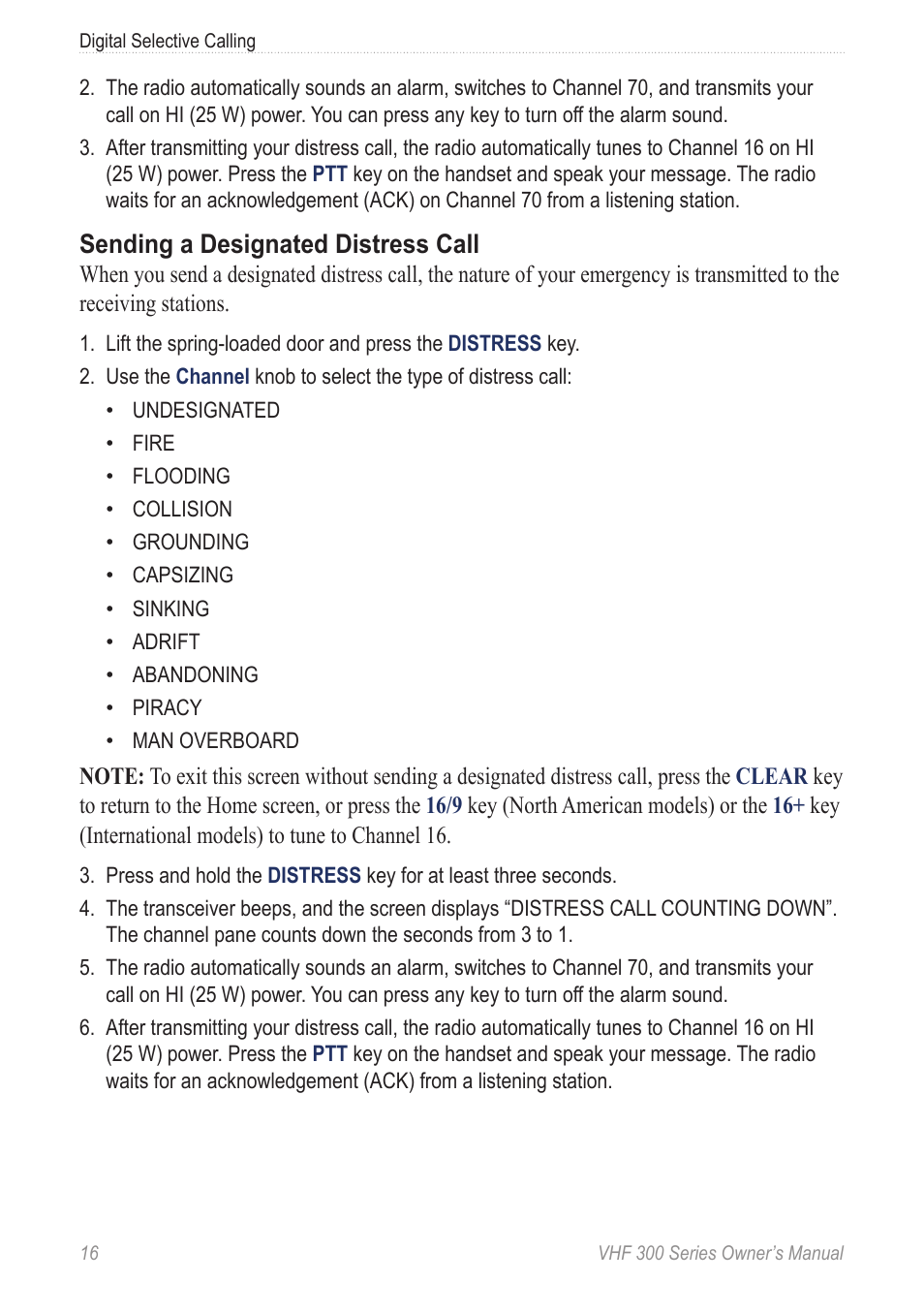 Sending a designated distress call | Garmin 190-01098-00 User Manual | Page 22 / 62