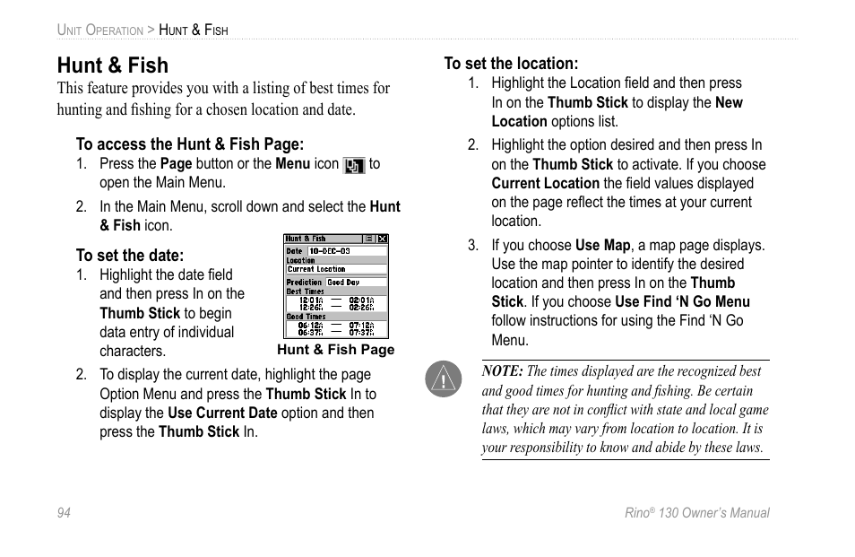 Hunt & fish | Garmin 130 User Manual | Page 100 / 132