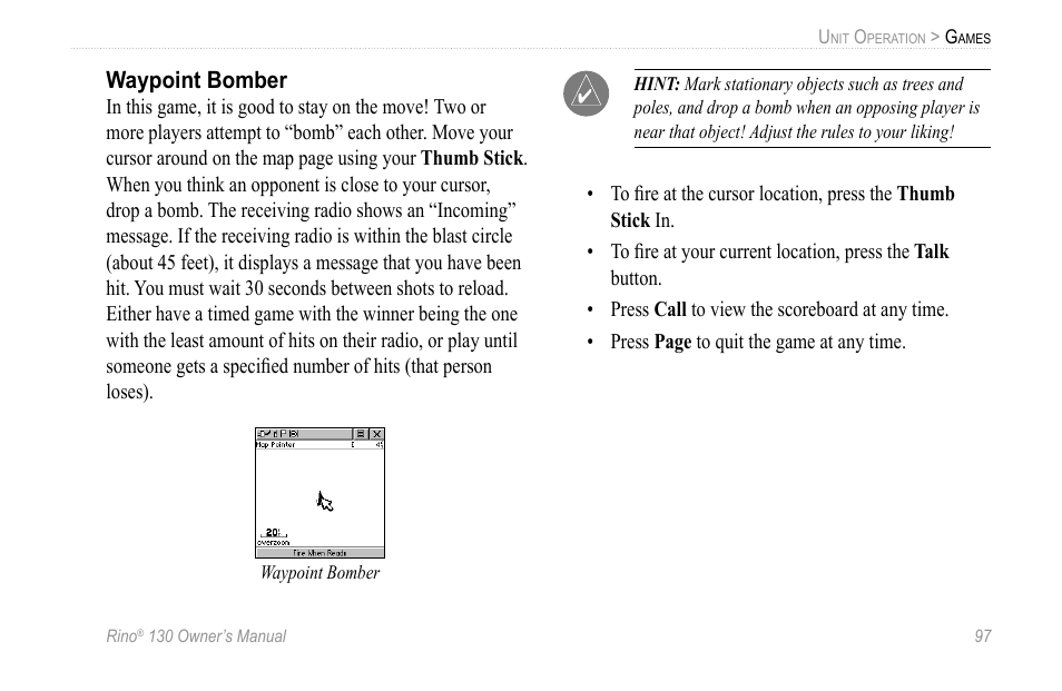 Waypoint bomber | Garmin 130 User Manual | Page 103 / 132