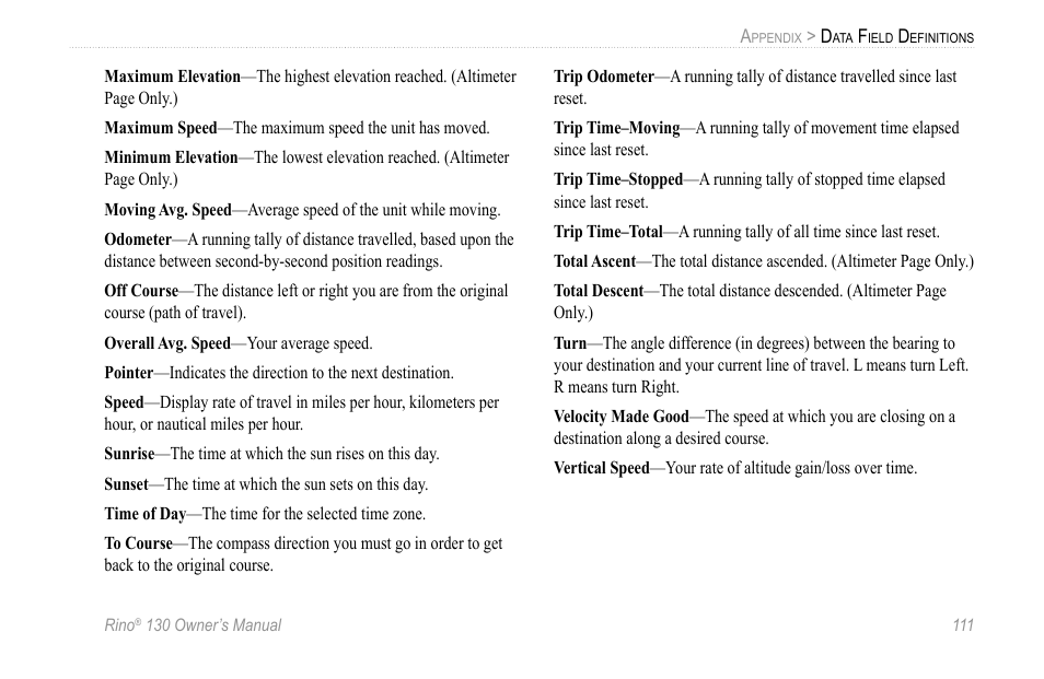 Garmin 130 User Manual | Page 117 / 132