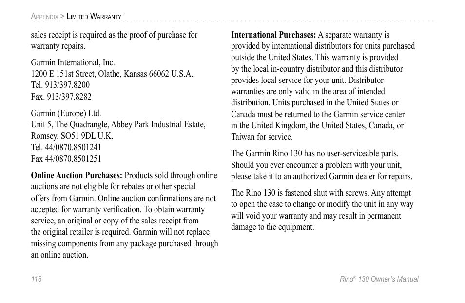 Garmin 130 User Manual | Page 122 / 132