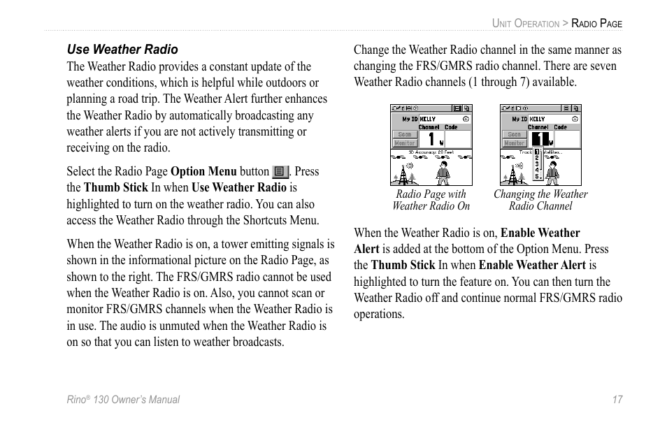 Use weather radio | Garmin 130 User Manual | Page 23 / 132