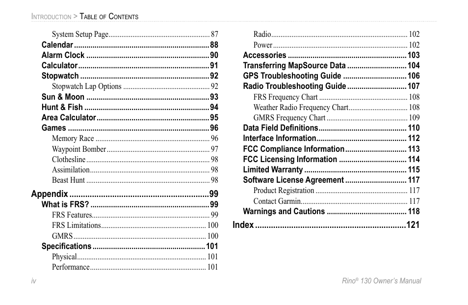 Garmin 130 User Manual | Page 6 / 132