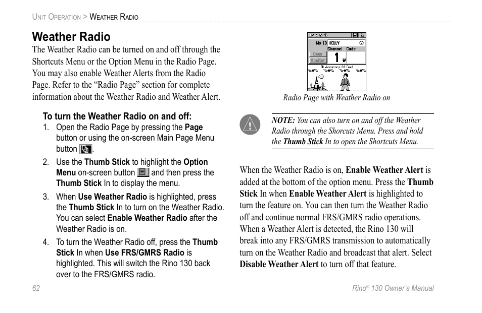 Weather radio | Garmin 130 User Manual | Page 68 / 132