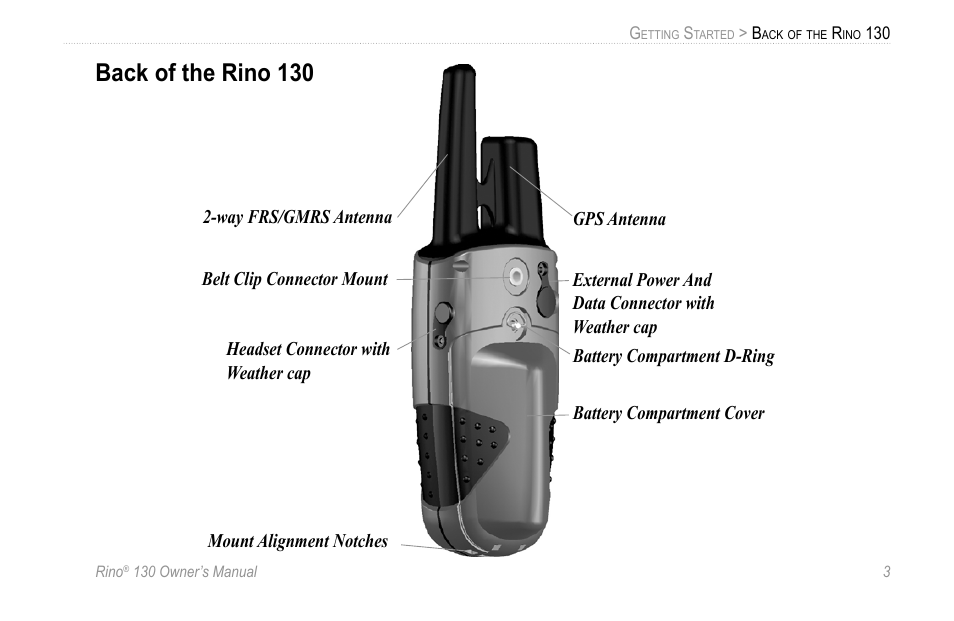 Back of the rino 130 | Garmin 130 User Manual | Page 9 / 132