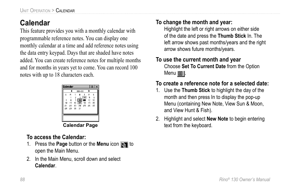 Calendar | Garmin 130 User Manual | Page 94 / 132