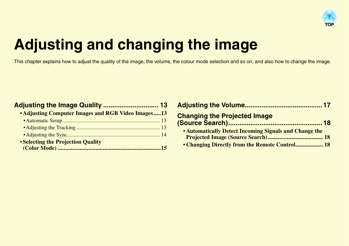 Adjusting and changing the image | Epson EMP-X3 User Manual | Page 17 / 85