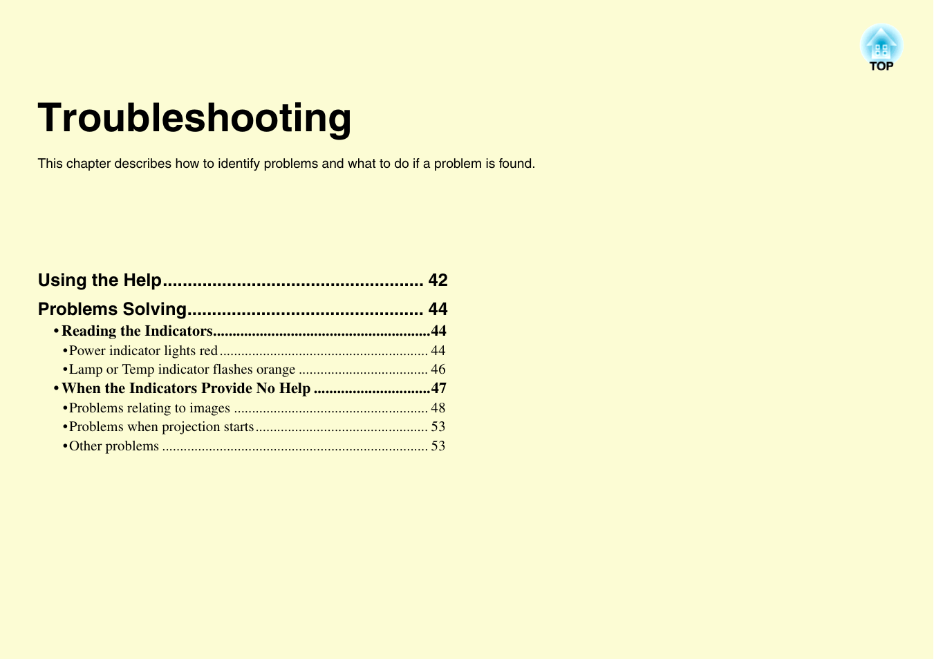Troubleshooting | Epson EMP-X3 User Manual | Page 46 / 85