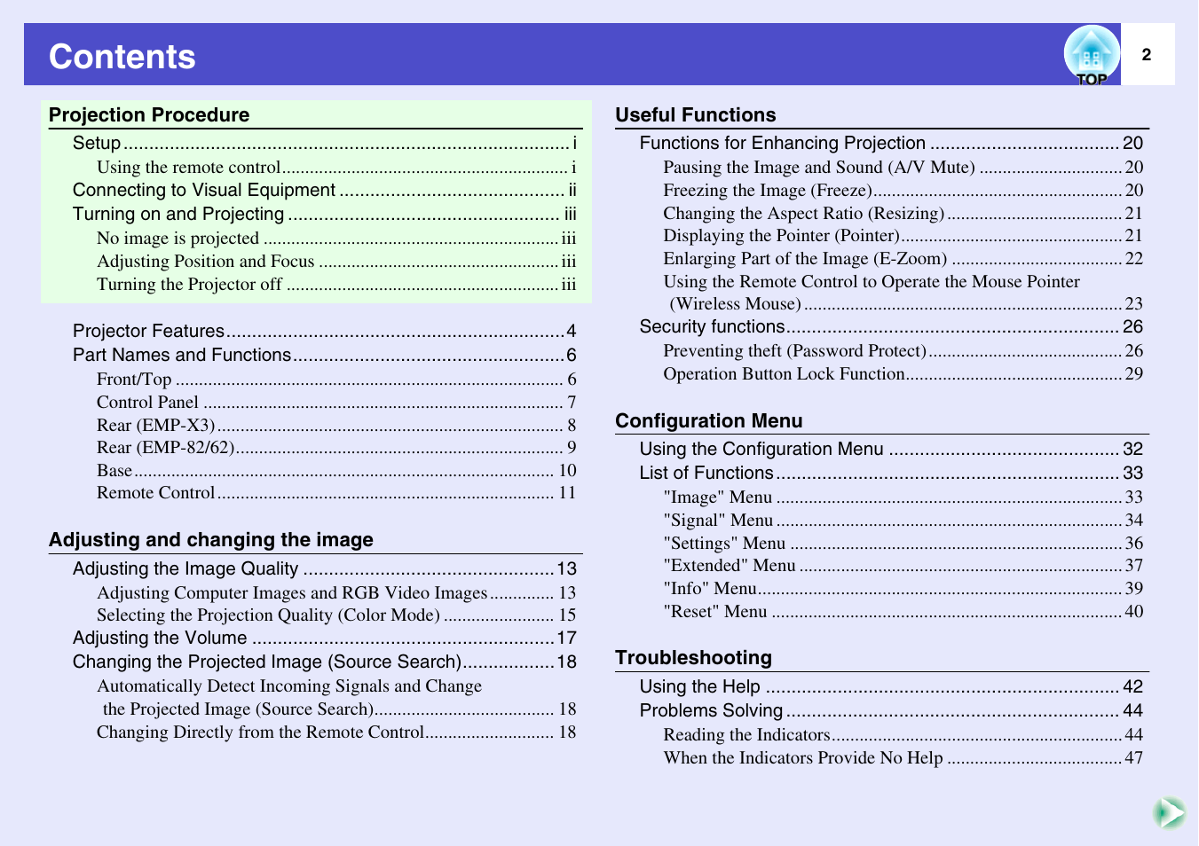 Epson EMP-X3 User Manual | Page 7 / 85