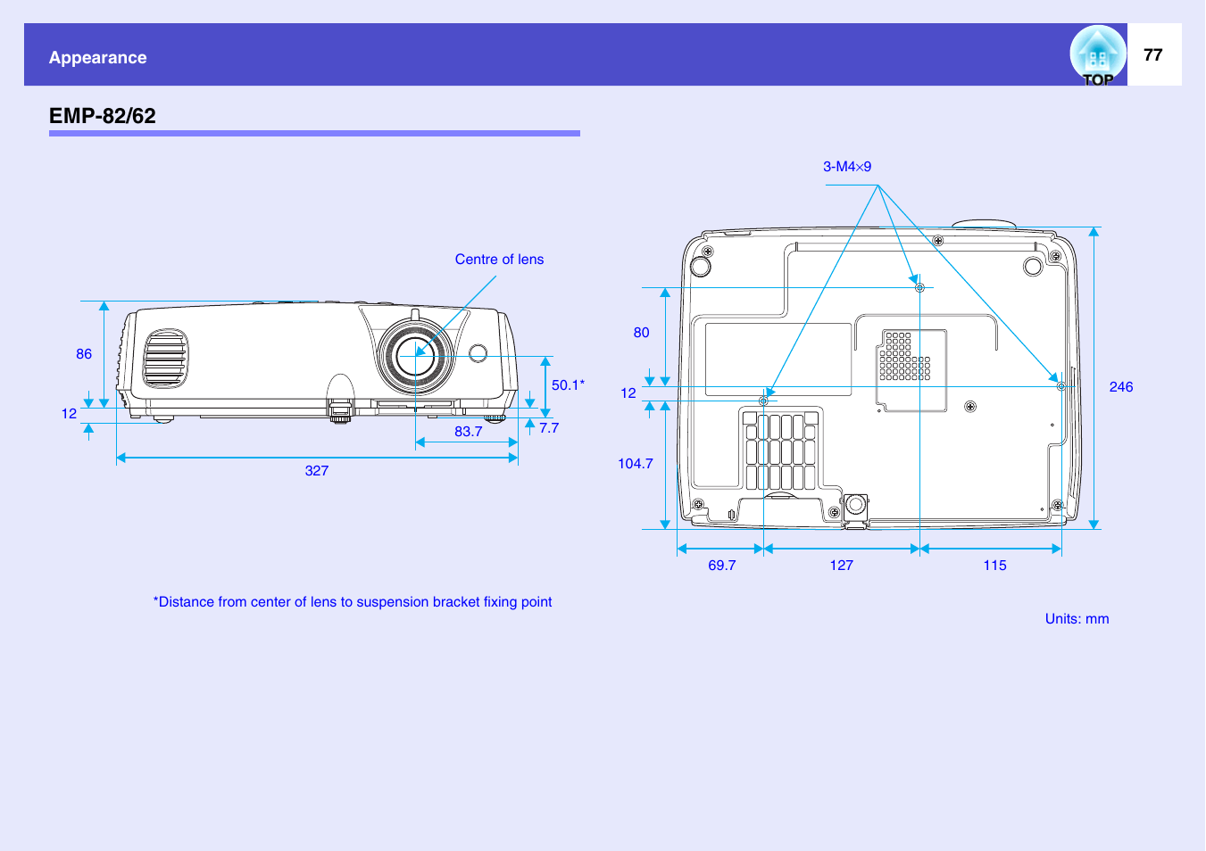 Emp-82/62 | Epson EMP-X3 User Manual | Page 82 / 85