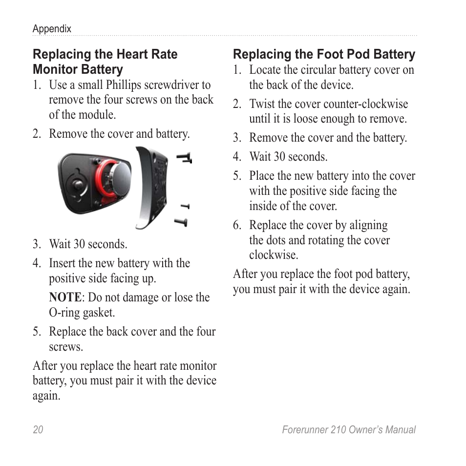 Garmin FORERUNNER 210 User Manual | Page 22 / 28