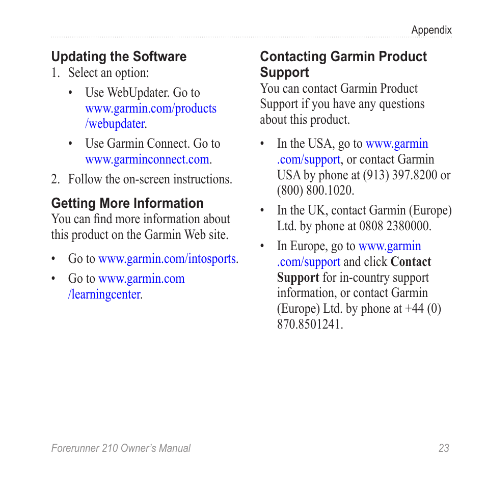 Garmin FORERUNNER 210 User Manual | Page 25 / 28