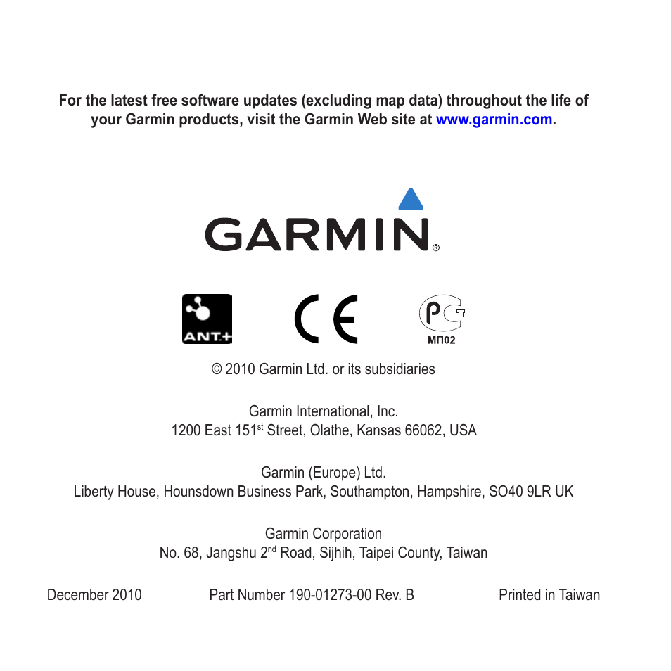 Garmin FORERUNNER 210 User Manual | Page 28 / 28