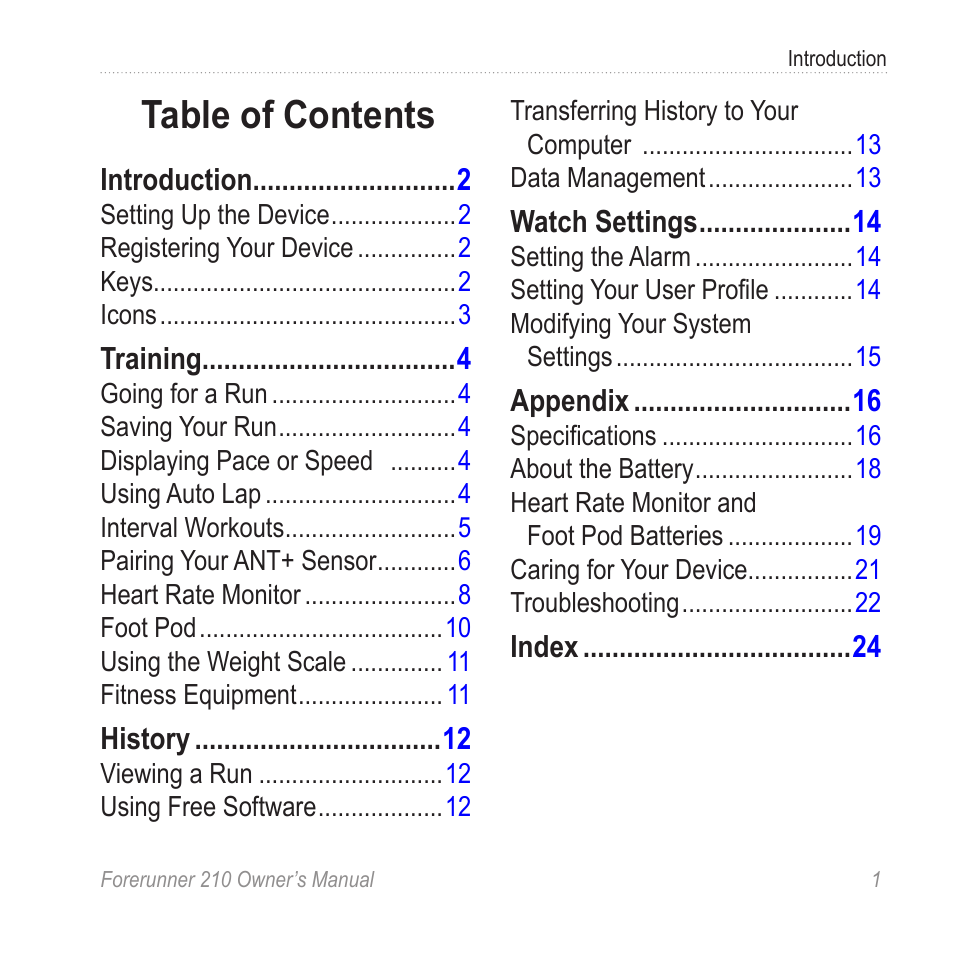 Garmin FORERUNNER 210 User Manual | Page 3 / 28