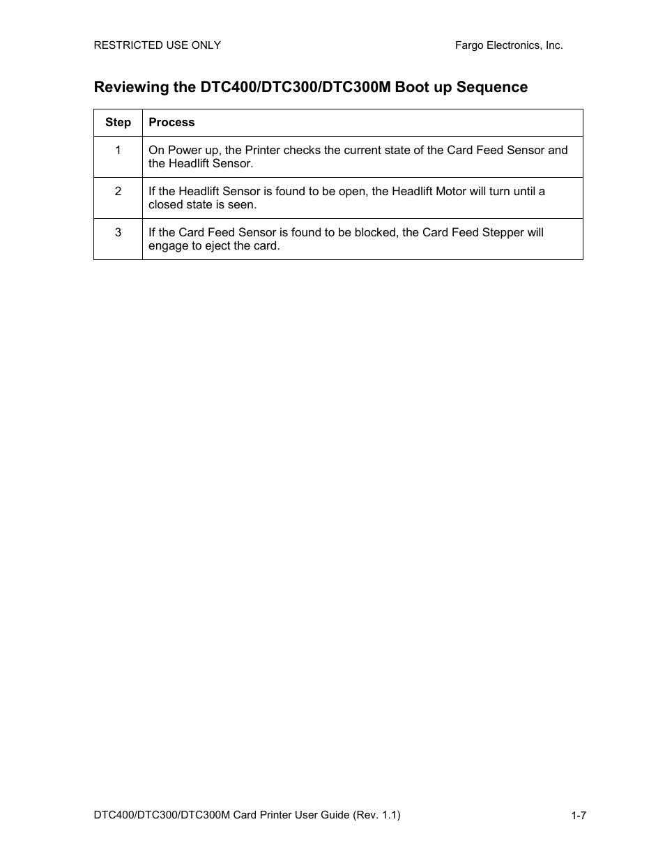 Reviewing the dtc400/dtc300/dtc300m, Boot up sequence -7, Boot up sequence | Fargo DTC300 User Manual | Page 14 / 278
