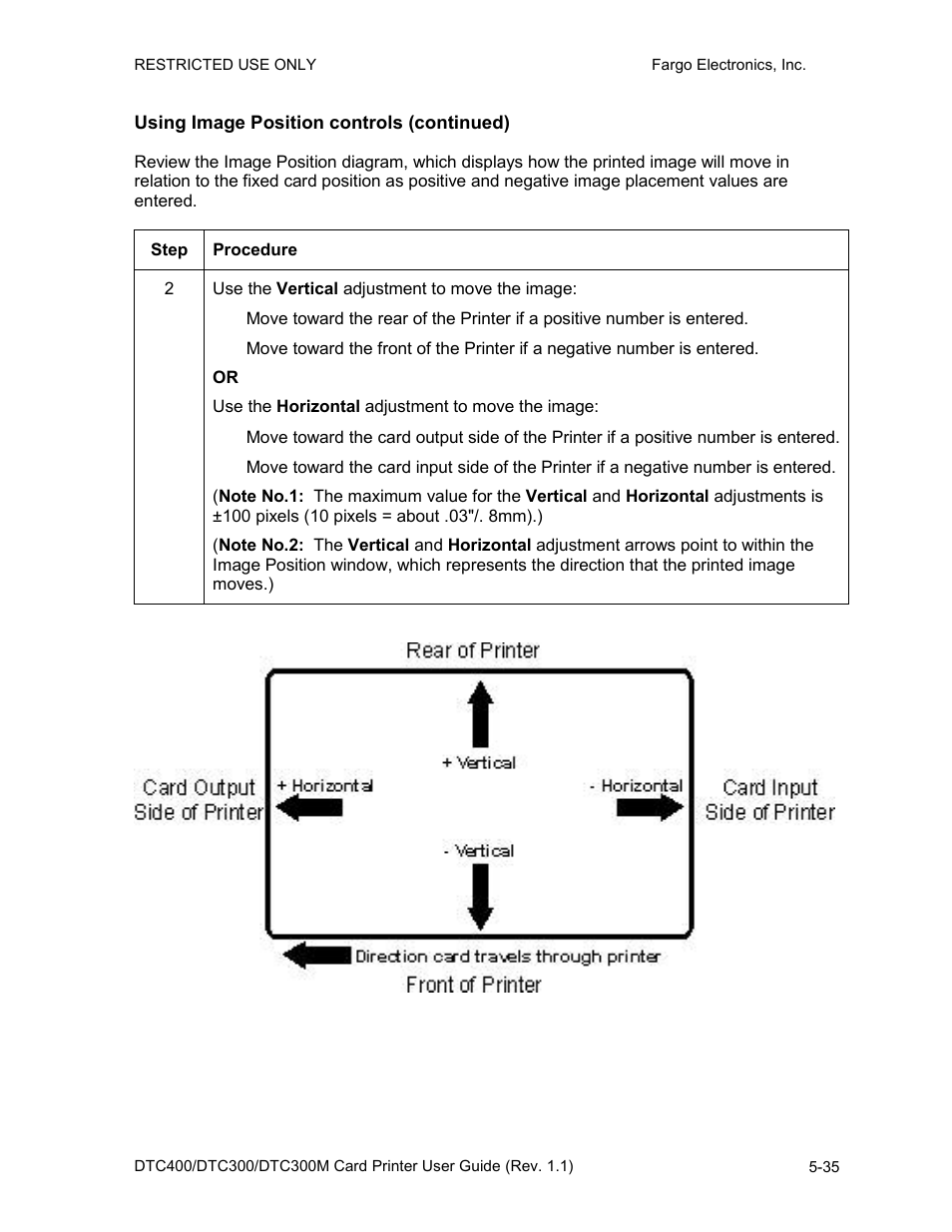 Using image position controls (continued), Using image position controls (continued) -35 | Fargo DTC300 User Manual | Page 145 / 278